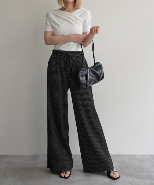 Rashik パンツ ラメプリーツパンツ レディース : ZOZOTOWN Yahoo