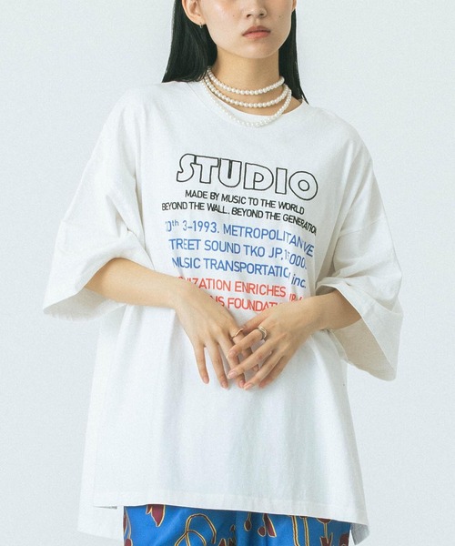 tシャツ (GENE HEAVENS)EMBROIDERY PRINT BIG TEE レディース
