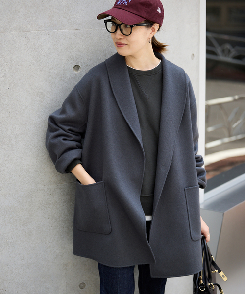 SLOBE IENA コート アウター SUPER140 ダブルフェイスベルテッド