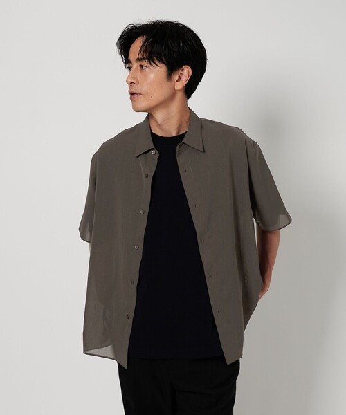 [EMPORIO ARMANI UW] クレープラウンジショートスリーブシャツ 公式】1759-01 T/C オープンカラー ショートスリーブ シャツ