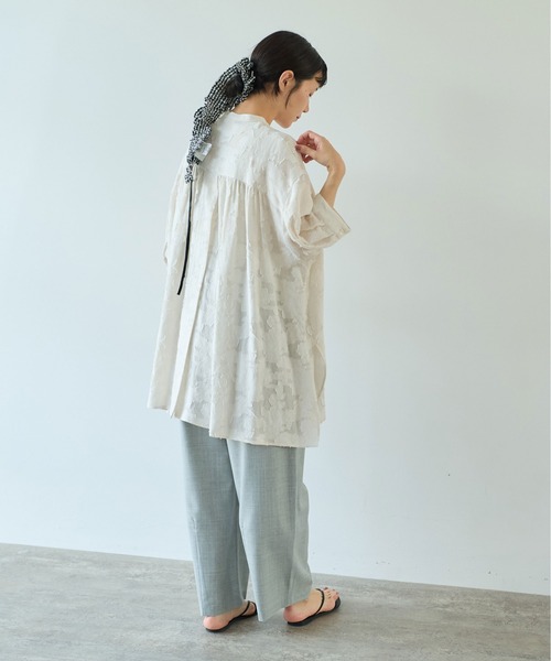 yuni ブラウス シャツ シアーカットジャカード チュニック