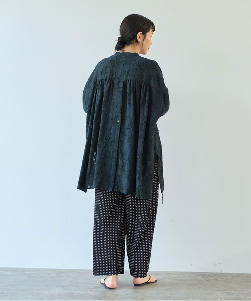 yuni ブラウス シャツ シアーカットジャカード チュニック