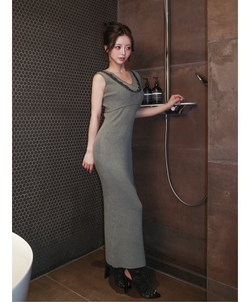Darich（ダーリッチ） ワンピース エッジレースニットロングワンピース