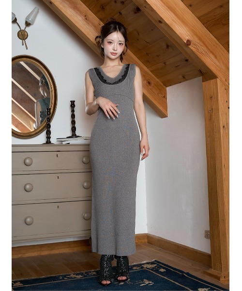 Darich（ダーリッチ） ワンピース エッジレースニットロングワンピース