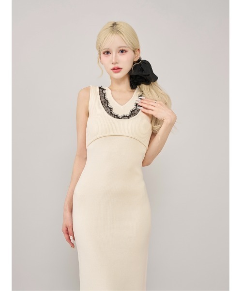 Darich（ダーリッチ） ワンピース エッジレースニットロングワンピース