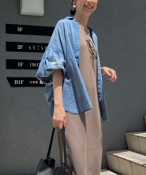 ブラウス シャツ シアーデニムシャツ レディース
