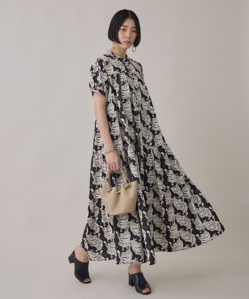 PARK HOUSE 半袖ティアードワンピース Paradise Picnic ワンピース 半袖ティアードワンピース