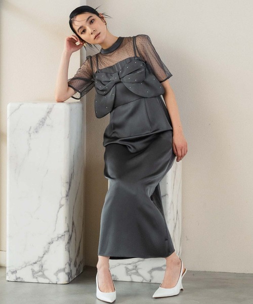 GIRL DRESS FOR NOW パーティードレス ドレス ドットリボンビスチェ