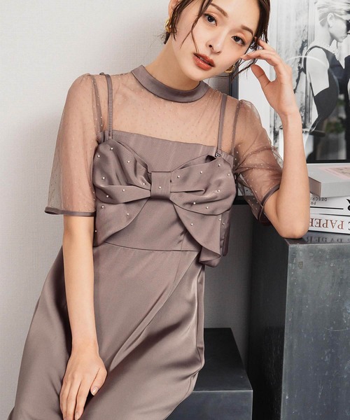 GIRL DRESS FOR NOW パーティードレス ドレス ドットリボンビスチェ