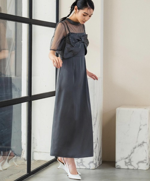 GIRL DRESS FOR NOW パーティードレス ドレス ドットリボンビスチェ