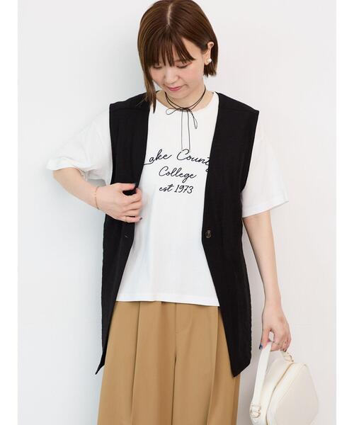 Lugnoncure ベスト ジレ ベルト付き麻調ジレ レディース