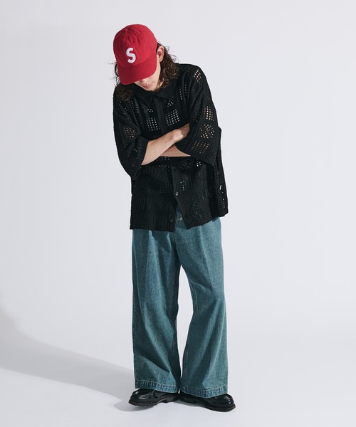 「WETTEMPT」 半袖ニット MEDIUM ブラック メンズ_画像5