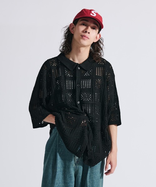 「WETTEMPT」 半袖ニット MEDIUM ブラック メンズ_画像7