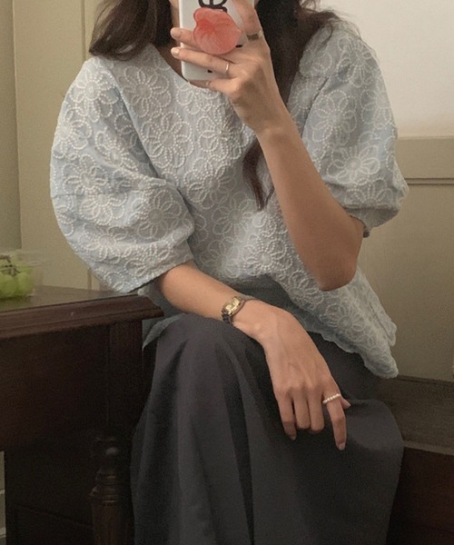 「CADBURY」 半袖ブラウス X-LARGE アイボリー レディース_画像3