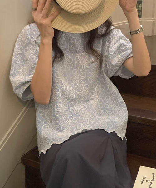 「CADBURY」 半袖ブラウス X-LARGE アイボリー レディース_画像4