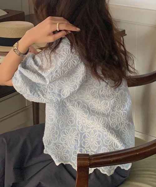 「CADBURY」 半袖ブラウス X-LARGE アイボリー レディース_画像7