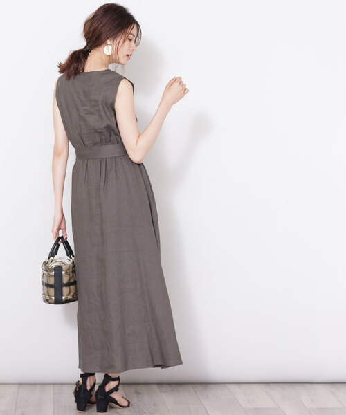 「NANO universe」 ノースリーブワンピース 38 ダークネイビー レディース_画像2