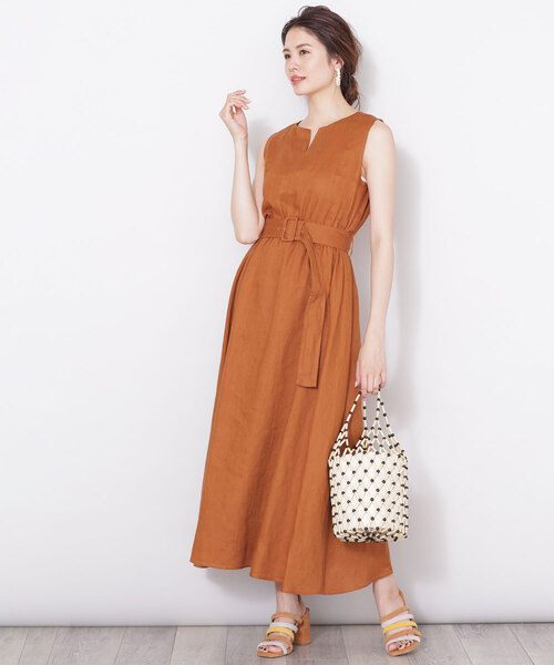 「NANO universe」 ノースリーブワンピース 38 ダークネイビー レディース_画像3