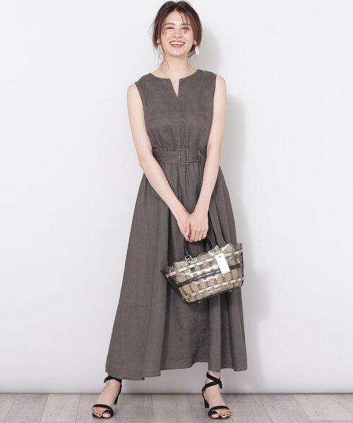 「NANO universe」 ノースリーブワンピース 38 ダークネイビー レディース_画像5