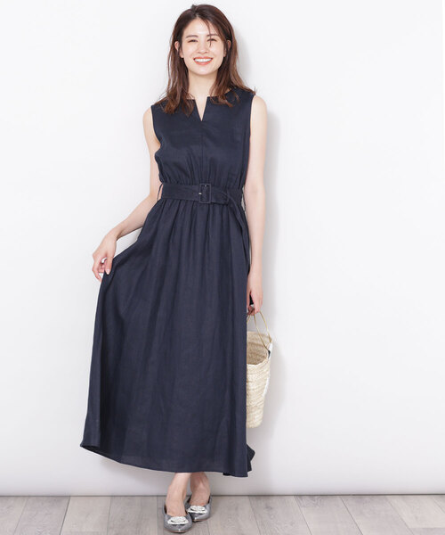 「NANO universe」 ノースリーブワンピース 38 ダークネイビー レディース_画像7