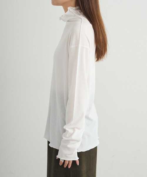 ⭐️アーカイブ⭐️ ラフシモンズ ハイネックカットソー ホワイト 46 pual ce cin tシャツ コットンシアーハイネックカットソー レディース