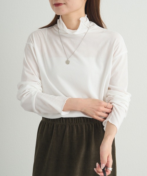 pual ce cin tシャツ コットンシアーハイネックカットソー レディース