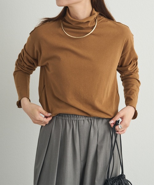 pual ce cin tシャツ コットンシアーハイネックカットソー レディース