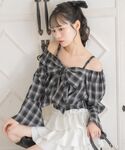 ブラウス シャツ BIGリボンオフショルBL ...の詳細画像1