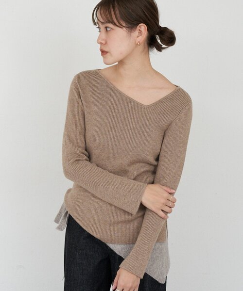 アシンメトリーリブニット SHENERY（シーナリー） ニット セーター アシンメトリーリブニット
