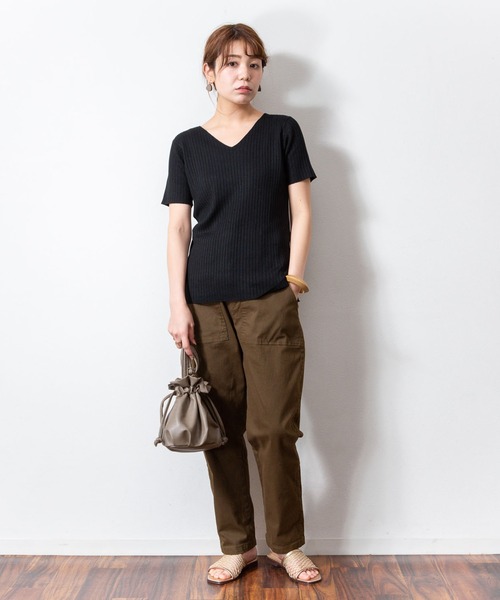 「atONE」 半袖ニット - ブラック レディース_画像9