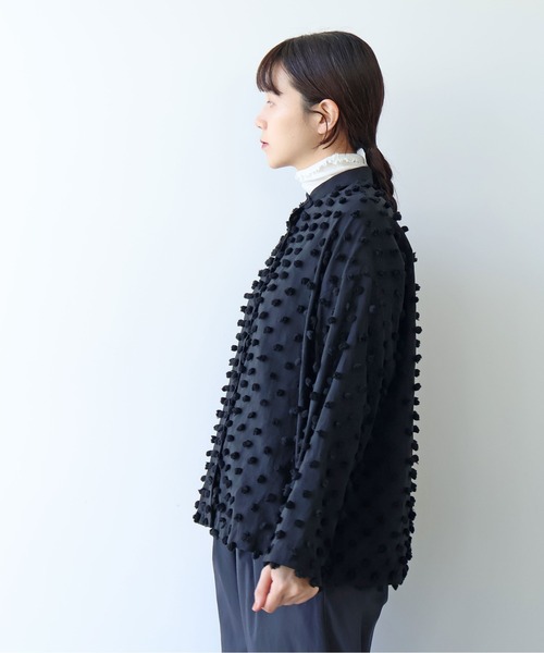 yuni ブラウス シャツ コットンナイロン dotジャカード wide シャツ 