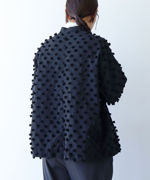 yuni ブラウス シャツ コットンナイロン dotジャカード wide シャツ 