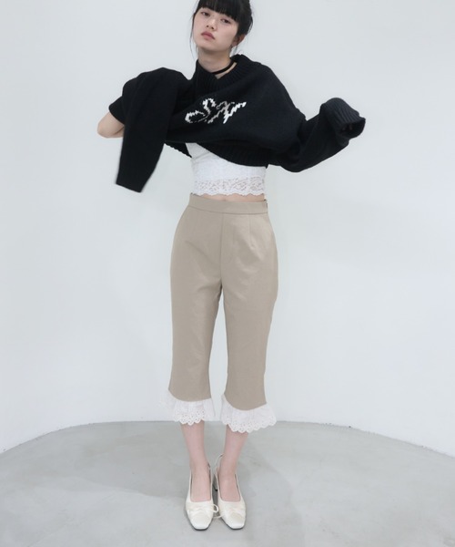パンツ Smyeon Antique lace capri pants Smyeon パンツ Antique lace capri pants/アンティークレース付き