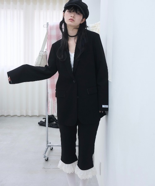 Smyeon パンツ Antique lace capri pants/アンティークレース付き