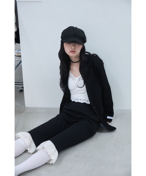 Smyeon パンツ Antique lace capri pants/アンティークレース付き