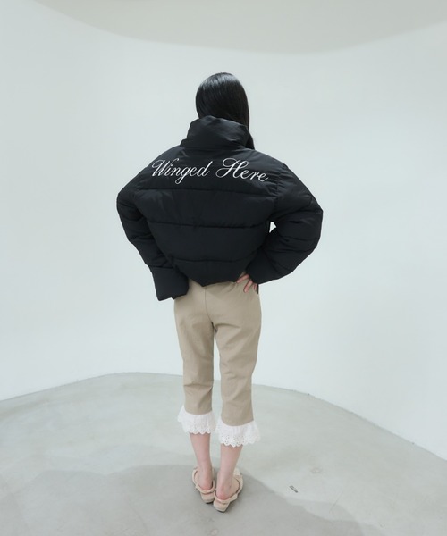 Smyeon パンツ Antique lace capri pants/アンティークレース付き