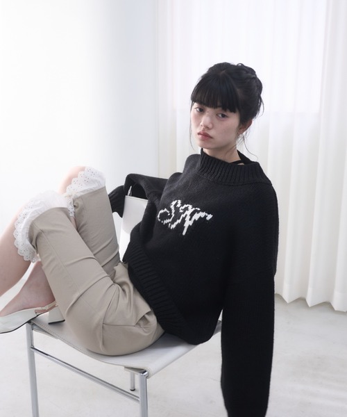 Smyeon パンツ Antique lace capri pants/アンティークレース付き