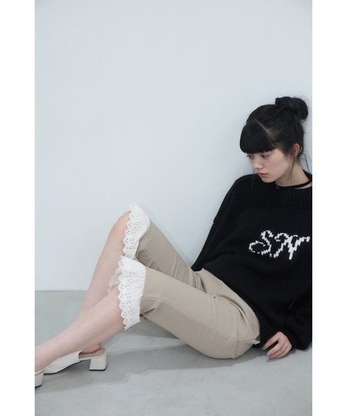 パンツ Smyeon Antique lace capri pants Antique lace capri pants/アンティークレース付きカプリパンツ