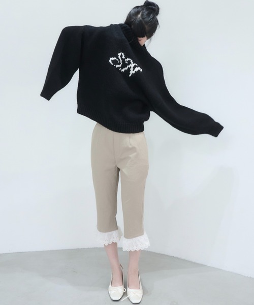 Smyeon パンツ Antique lace capri pants/アンティークレース付き