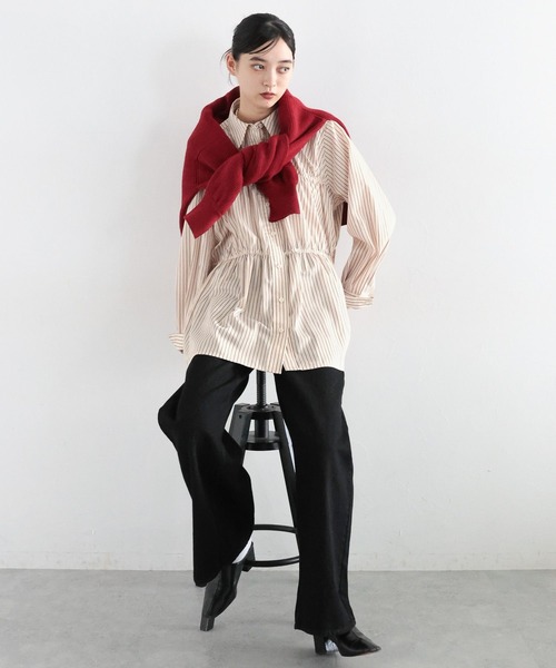 専用⭐︎yori ストライプティアードチュニック yori ヨリ ストライプティアードチュニック ピンク 新品未使用 タグ付