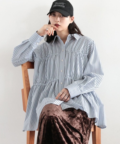 RAGEBLUE（レイジブルー） tシャツ ティアードチュニックストライプ