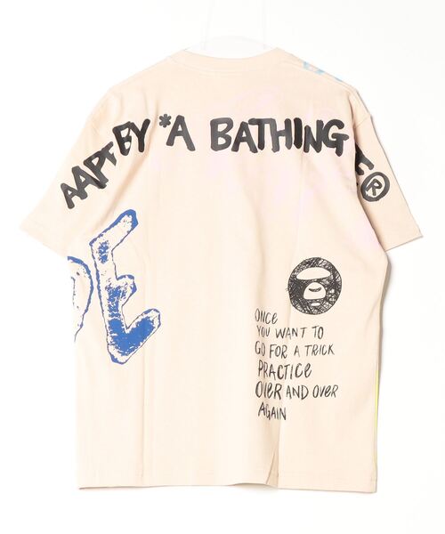 「AAPE BY A BATHING APE」 半袖Tシャツ LARGE ライトベージュ メンズ_画像3