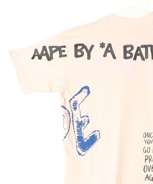 「AAPE BY A BATHING APE」 半袖Tシャツ LARGE ライトベージュ メンズ_画像4