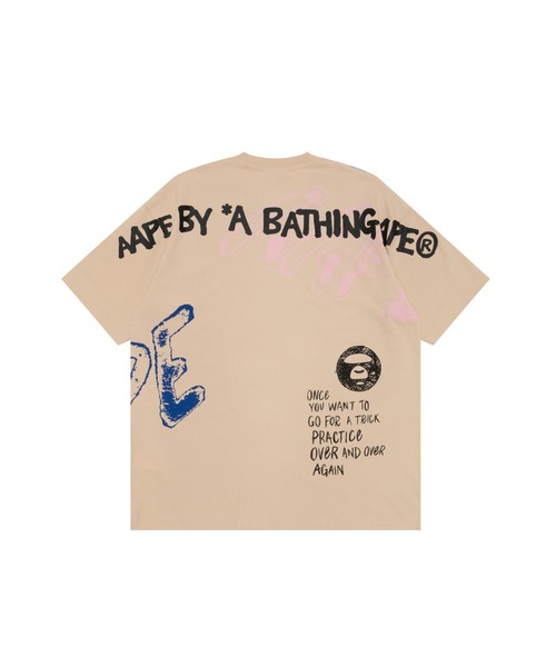 「AAPE BY A BATHING APE」 半袖Tシャツ LARGE ライトベージュ メンズ_画像6