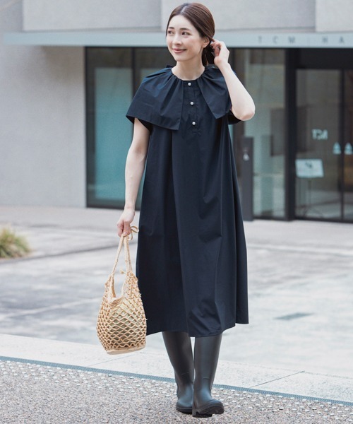 「Sono」 半袖ワンピース 1 ネイビー レディースの画像