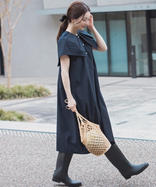 「Sono」 半袖ワンピース 1 ネイビー レディースの画像