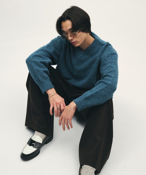 Adoon plain セーター ニット SHALLOW V-NECK WOOL BLEND MELANG KNIT