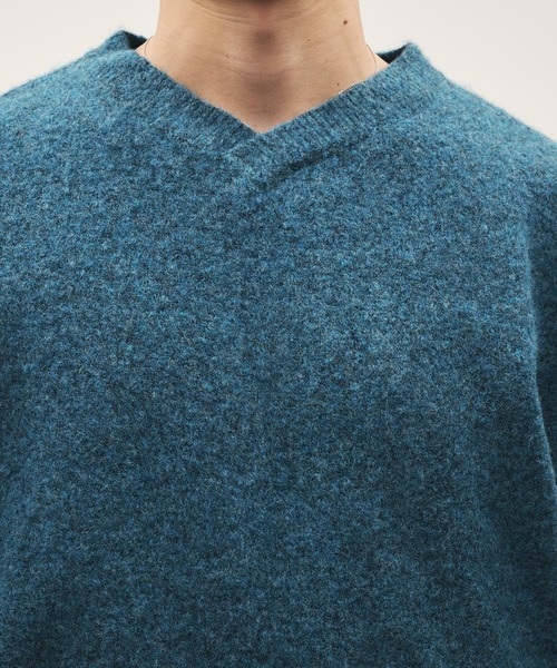Adoon plain セーター ニット SHALLOW V-NECK WOOL BLEND MELANG KNIT 