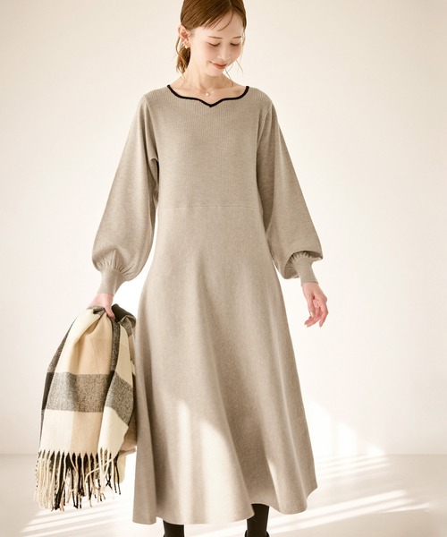 大人気 ハート ふわふわ ニットワンピ ROPE' PICNIC（ロペ ピクニック） ワンピース ハートネックニット