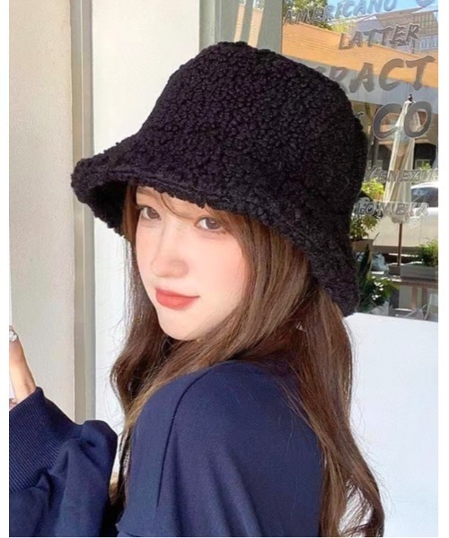 黒 ボア バケットハット レディース CHEER（チアー） 帽子 ハット ボアバケットハット レディース